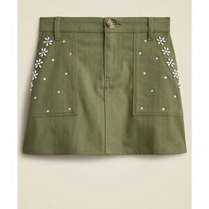 Crewcuts Flower Embellished Stretch Herringbone Mini Skirt US Girl's 7 New